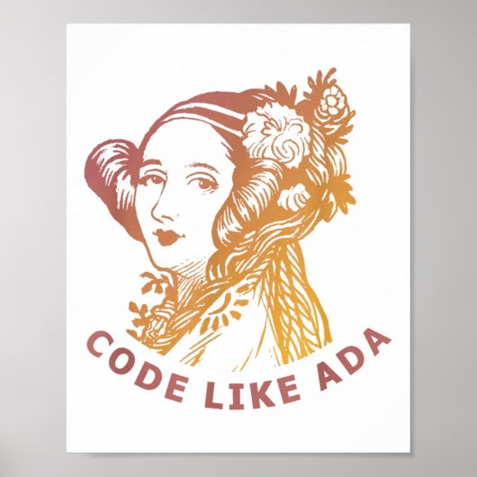 Ada Lovelace 暁のグラデーション Adaのようにコードを書く ポスター (正面)