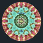 ADA to CHRISTMAS 2025 to WOW!赤い緑の金ゴールド ラウンドシール<br><div class="desc">赤、緑、数々の金ゴールドの色合いで作られた色の万華鏡のように千変万化するパターン模様。3Dだ。</div>