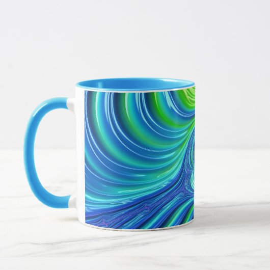 ADA ~ Zany 3D Fractal ~ Blue Green Mug  マグカップ (左)