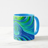 ADA ~ Zany 3D Fractal ~ Blue Green Mug  マグカップ (正面右)