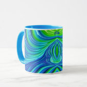 ADA ~ Zany 3D Fractal ~ Blue Green Mug  マグカップ (正面左)