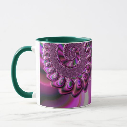 ADA ~ Zany 3D Fractal ~ Purple Pink Green  マグカップ (左)