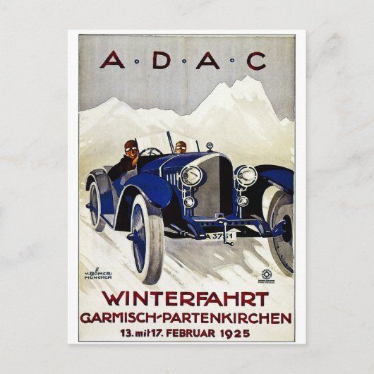 ADAC 1925年ヴィンテージ自動車広告 ポストカード (正面)