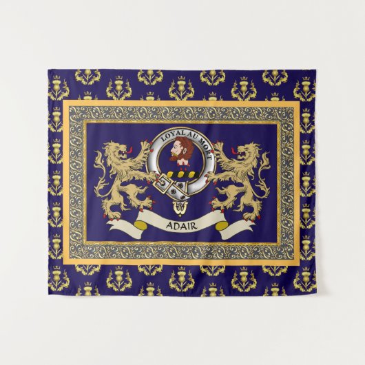 Adair Clan Badge Personalized Blue タペストリー (正面(横))