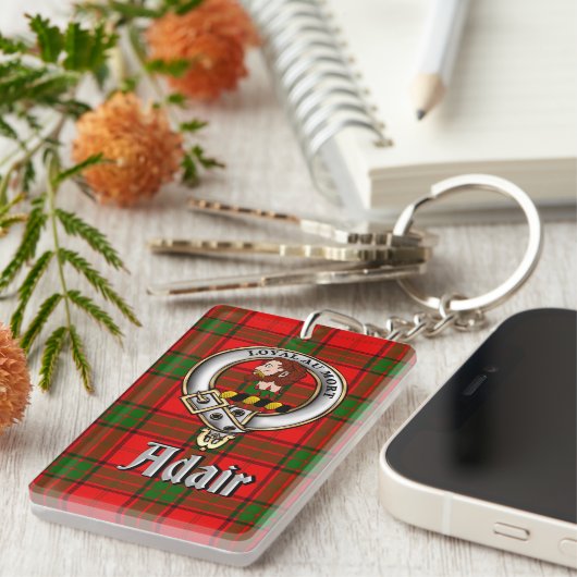 Adair Clan Badge/Tartan Rectangle キーホルダー (正面右)