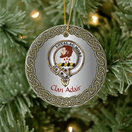 Adair Clan Badge & Tartan Thistle Personalized セラミックオーナメント (ツリー)