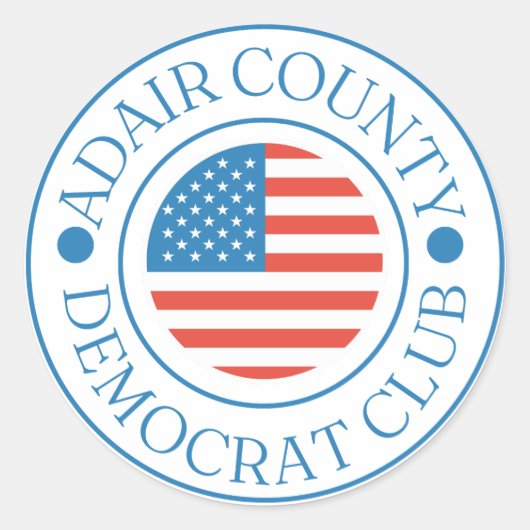 Adair County Democratal Clubロゴステッカー ラウンドシール (正面)