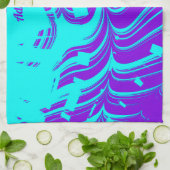 ADALYN ~ FLUORO SHADES ~ 3D ~ Purple Aqua ~ キッチンタオル (折り畳み)