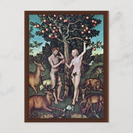 Adam And Eve By Cranach D. A. Lucas (最高のQuality) ポストカード (正面)
