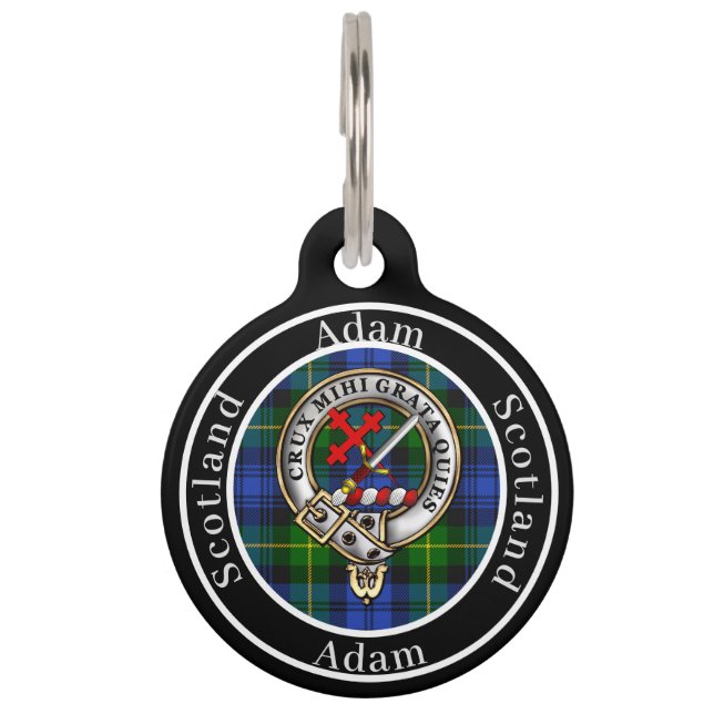Adam Clan Badge & Tartan Personalized People ペット　ネームタグ (正面)