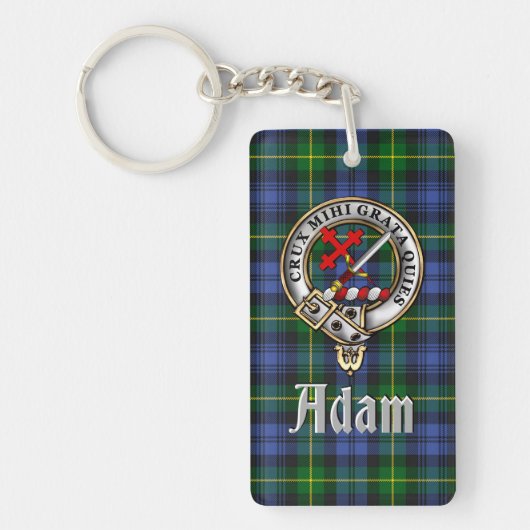 Adam Clan Badge/Tartan Rectangle キーホルダー (正面)