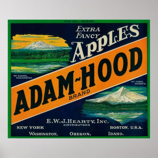 Adam-Hood Apple Crate LabelHood川、または ポスター (正面)