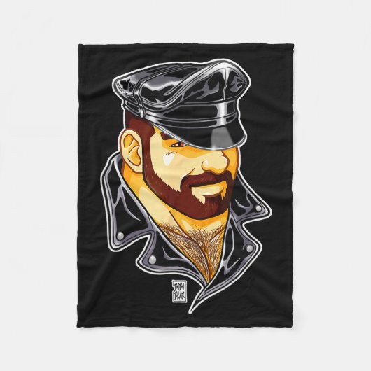 Adam Likes Leather Hat  フリースブランケット (正面)