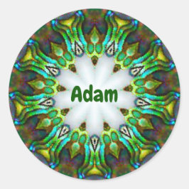 ADAM ~ Personalised Paua Shell Fractal ~  ラウンドシール