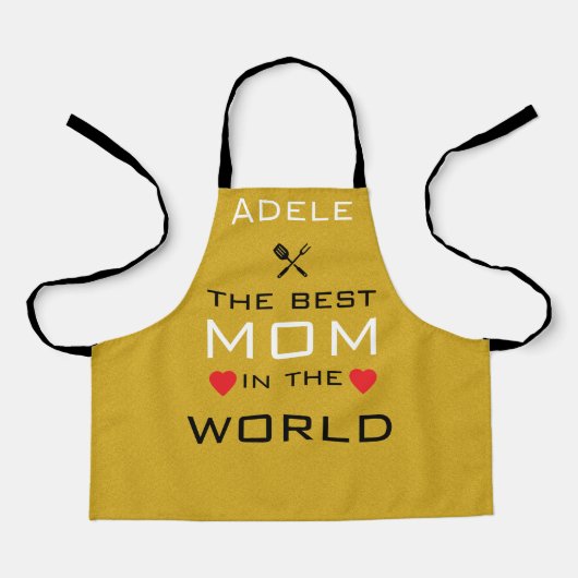 Adam the best mom in the world gold エプロン (正面)