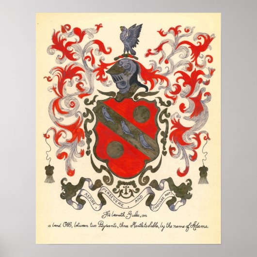 Adams Coat of Arms (16" x 20") ポスター (正面)