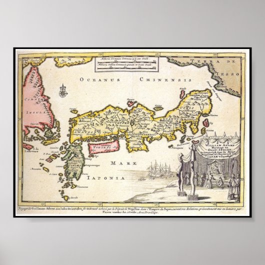 Adams Japan Map 1707 ポスター (正面)