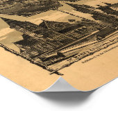 Adams Massachusetts 1882アンティークパノラママップ ポスター (角)