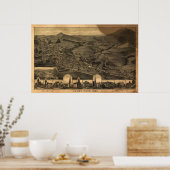 Adams Massachusetts 1882アンティークパノラママップ ポスター (キッチン)