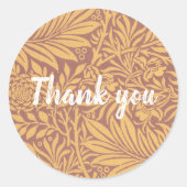 Adapted William Morris patternありがとうステッカー ラウンドシール (正面)