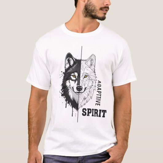 Adaptive Spirit Wolf Modern Art T-Shirt Tシャツ (正面)