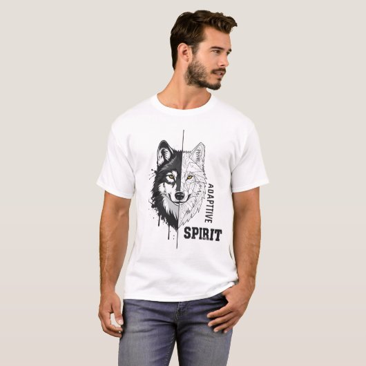 Adaptive Spirit Wolf Modern Art T-Shirt Tシャツ (正面フル)