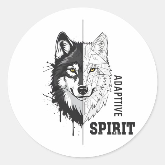 Adaptive Spirit Wolf Round Sticker ラウンドシール (正面)