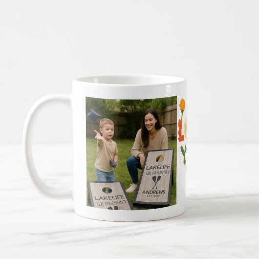 Add 2 Photos - Simple Collage on both sides Coffee コーヒーマグカップ (左)