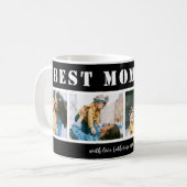 Add 4 Photo Best Mom Ever Black Coffee Mug コーヒーマグカップ (正面左)