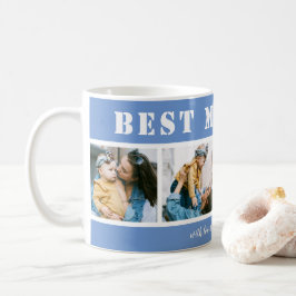 Add 4 Photo Best Mom Ever Blue Coffee Mug コーヒーマグカップ
