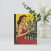 Add a Caption Vintage Retro Lady, Cityscape ポストカード (スタンド正面)