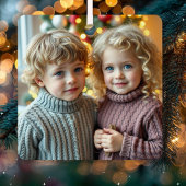 Add a Family Photo to this Personalized Christmas メタルオーナメント