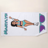 Add A Name  Beach Towel Aqua Purple ビーチタオル (正面)