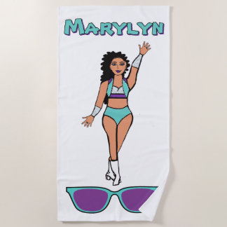 Add A Name  Beach Towel Aqua Purple ビーチタオル