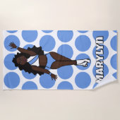 Add A Name  Beach Towel Baby Blue /White ビーチタオル (正面)