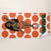 Add A Name  Beach Towel Green /Orange ビーチタオル (正面)