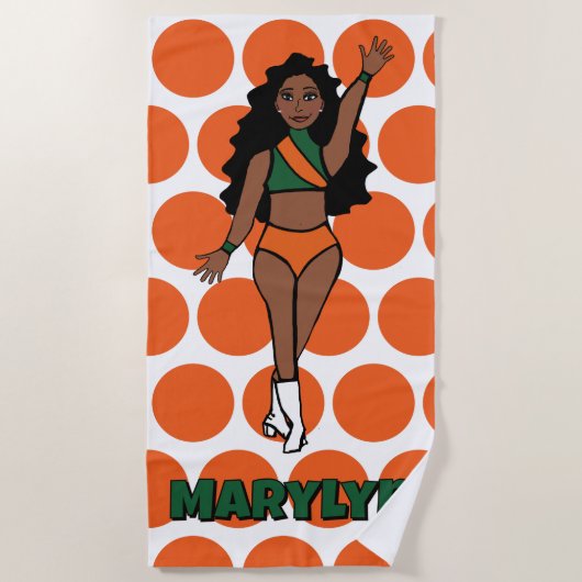 Add A Name  Beach Towel Green /Orange ビーチタオル (正面)