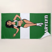 Add A Name  Beach Towel Green /White ビーチタオル (正面)
