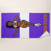Add A Name  Beach Towel Purple / Orange ビーチタオル (正面)