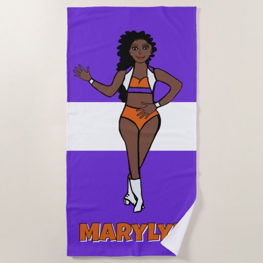 Add A Name  Beach Towel Purple / Orange ビーチタオル (正面)