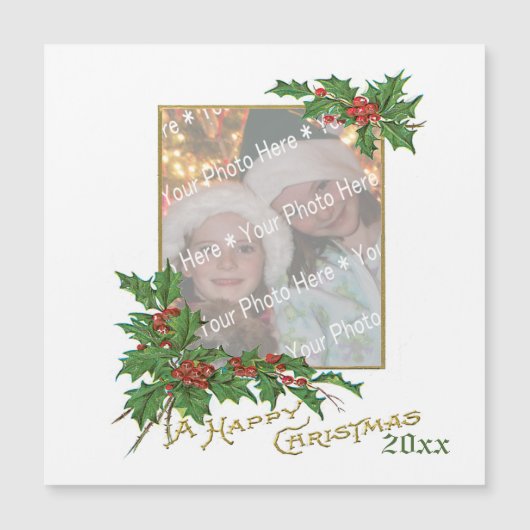 Add-A-Photoヴィンテージハッピークリスマスホリデーカード (正面)