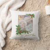 Add-A-Photoヴィンテージハッピークリスマスホリデーカード クッション (ブランケット)