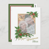 Add-A-Photoヴィンテージハッピークリスマスホリデーカード ポストカード (正面/裏面)