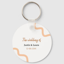 add + bride + groom 名前の結婚式の日付 桃色 キーホルダー