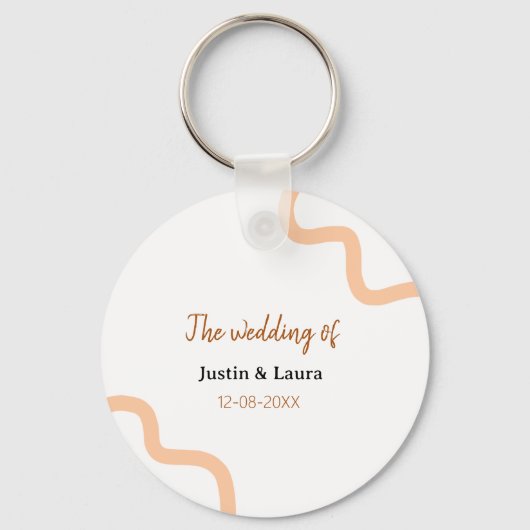 add + bride + groom 名前の結婚式の日付 桃色 キーホルダー (正面)