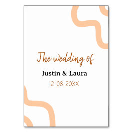 add+bride+groom+name+dateの結婚式のピーチ テーブルナンバー