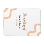 add+bride+groom+name+dateの結婚式のピーチ マグネット (横)