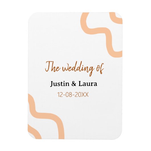 add+bride+groom+name+dateの結婚式のピーチ マグネット (縦)