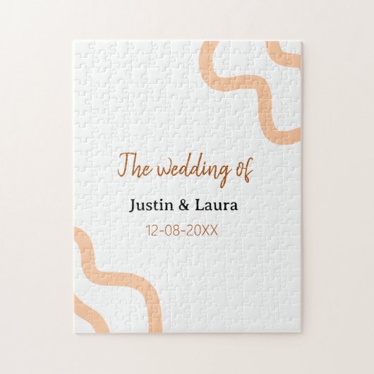 add+bride+groom+name+dateの結婚式 テラコッタピンク ジグソーパズル (縦)