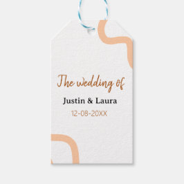 add bride groom name dateの結婚式 ピーチ ギフトタグ